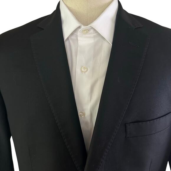 Pronto Uomo Men 44L Blazer Sport Coat Black Italy Super 120s Lanifico Rodina - Picture 4 of 11